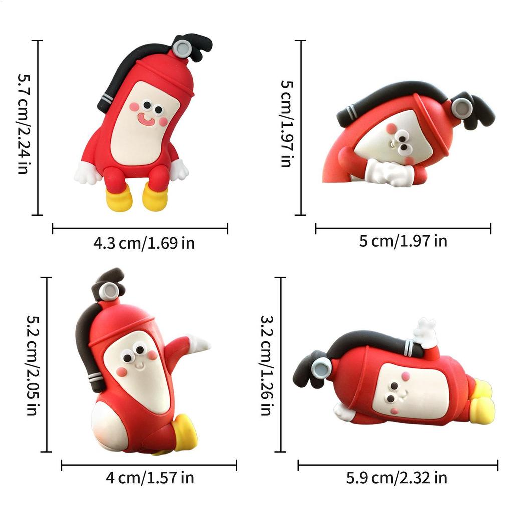 Car Interior Decor Cute Central Control Screen Ornament 4 Pieces Fire Extinguisher Shape Central Control Screen abrtedvn