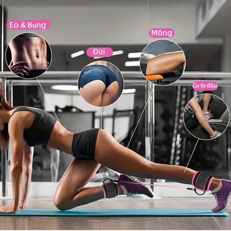 Set Quấn Cổ Chân Tập Gym 1 Đôi- Combo Quấn Cổ Chân & 3 Dây Kháng Lực, Hỗ Trợ Tập Luyện Chân, Mông, Đùi Hiệu Quả