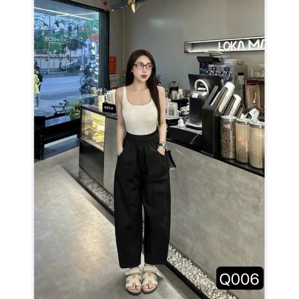(DEAL HOT) Quần baggy nữ cạp cao vải kaki  nhật loại 1 , quần baggy ống rộng form thụng 2 túi sườn và túi sau Q13