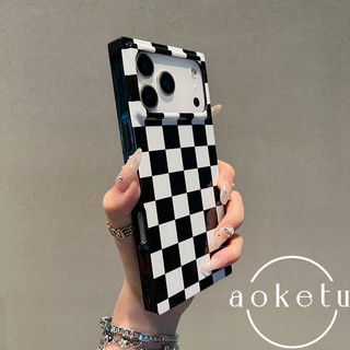 Ốp điện thoại Apple 17 Pro sọc đen trắng sáng tạo hình vuông phù hợp cho iPhone 16 Promax chống rơi bao gồm tất cả các trường hợp bảo vệ thích hợp 15 / 14 / 13