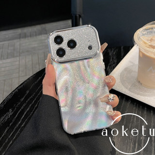 Ốp điện thoại lấp lánh phun cát cửa sổ lớn sang trọng phù hợp cho iPhone 13 14 15 16 17 Pro Max Vỏ silicon chống rơi bao gồm tất cả