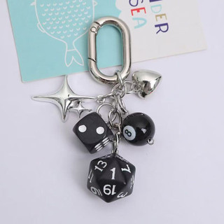Mặt dây chuyền handmade vàng tím xúc xắc, quyến rũ mang lại may mắn, thích hợp trang trí túi xách