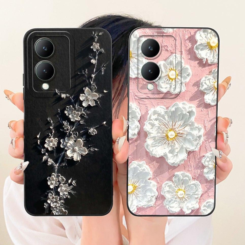 Dành Cho Vivo Y17s / Vivo Y28 4G 5G Vỏ Điện Thoại Họa Tiết Nơ Hoa Sang Trọng Bướm Nữ Tính Ốp Lưng Silicon Lỏng Mềm