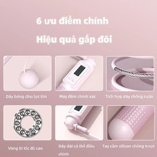 bền bỉ Dây nhảy ĐẾM SỐ [Nâng cấp 6 điểm] không dây giảm cân, bóng to, có calo, đếm vòng, có tạ tập yoga, gym, thể dục