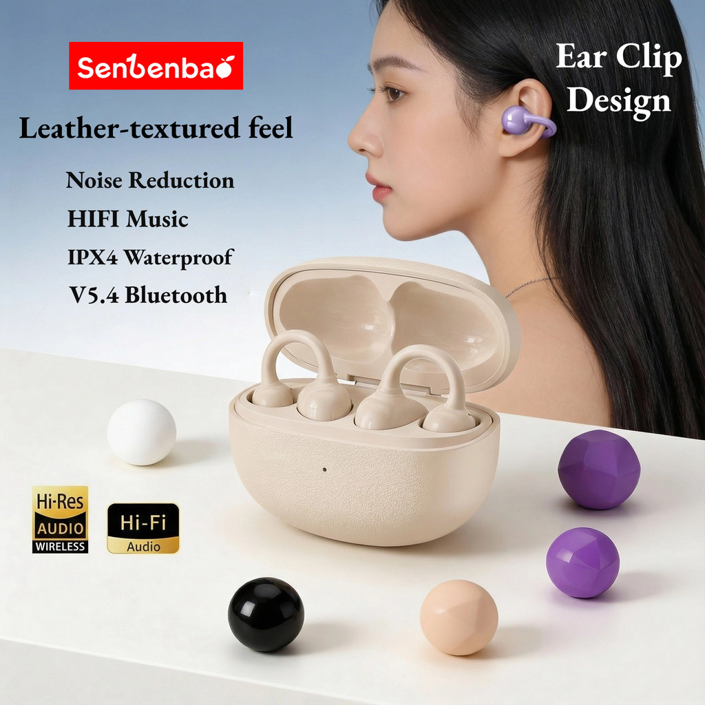 Tai nghe Bluetooth kẹp tai thời trang Senbenbao X11 Tai nghe nhét tai mở V5.4, Âm thanh trong suốt, Tai nghe để chơi game thể thao