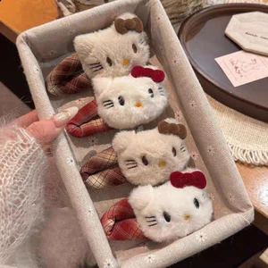 Kẹp Tóc Hình Kitty Kẻ Sọc Ngọt Ngào, Phụ Kiện Thời Trang Cho Tóc