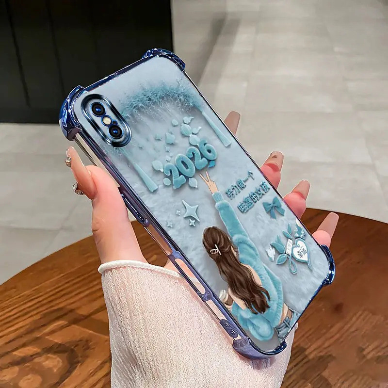 Ốp điện thoại thích hợp cho iPhone XS Max, Chúc mừng năm mới 2026, vỏ mềm trong suốt, chống sốc mới làm bằng nhựa TPU silicon.