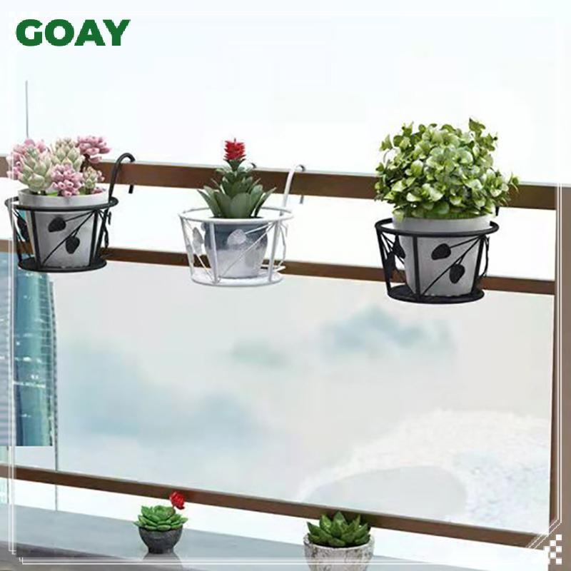 GOAY Giỏ Treo Ngoài Trời Thực Vật Sắt Ras Hàng Rào Ban Công Chậu Hoa Tròn Treo Cây Giá Đỡ Trang Trí Sân Vườn VN