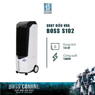 Quạt Điều Hòa Boss S-102 14 Lít 100W - Làm Mát Hiệu Quả, Tiết Kiệm Điện - BH 12 Tháng