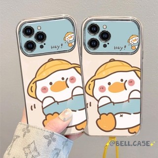 Dành Cho IPhone17 16 15 14 13 12 11 ProMaxX XR XSMax 78 Plus Dễ thương mũ vàng vịt lớn cửa sổ điện thoại trường hợp