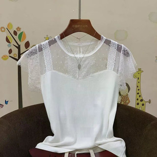 Kích thước lớn áo sơ mi phong cách mới, chất liệu ren khâu và ice silk, form slim-fit tay ngắn, phù hợp mặc hàng ngày