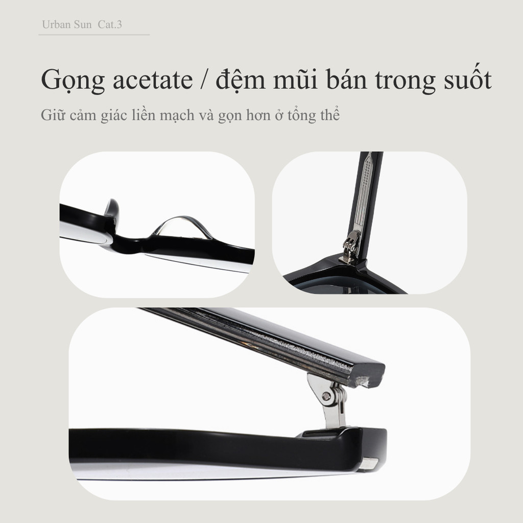 Lensscape Kính mát phân cực dáng vuông bo gọng TR90 tròng PC UV400 dùng khi đi nắng ban ngày