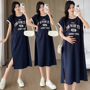 Váy bà bầu mùa hè Plus Size tay ngắn dáng rộng
