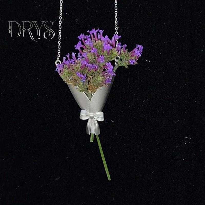 Mặt dây chuyền gói bó hoa thời trang, phù hợp làm chocker và dây chuyền xương đòn - Quà tặng mới