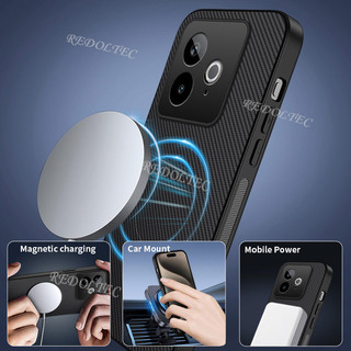 Realme GT 7T GT7 Da Chống Sốc Họa Tiết Sợi Carbon Vỏ Từ Tính Realme GT 7T GT7 T Vỏ Điện Thoại Sạc Không Dây