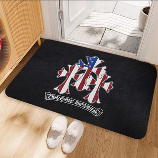 Thảm trải sàn Flannel in một mặt Chrome Hearts, Thảm chùi chân chống trượt, Trang trí nhà cửa (60x40cm)