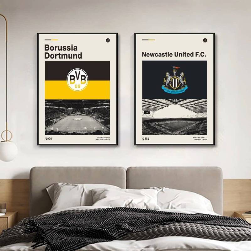 Football Club Logo Canvas Poster Premier League Chelsea Liverpool Man Utd Man City Barcelona Wall Art for Living Room Decor Unframed