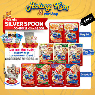 [ Combo 12 - 24 - 48gói ] Pate Cho Mèo Silver Spoon gói 60g thức ăn ướt cho mèo dạng sốt /dạng thạch