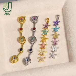 Mặt dây chuyền cubic zirconia nhiều màu, điều chỉnh chiều dài được, dùng làm phụ kiện necklace hoặc Bracelet