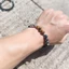 Vòng tay thủy tinh mắt hổ tự nhiên Obsidian-Look - Hạt tròn thủ công - Hạt hình học giọng bạc - Unisex Văn phòng hàng ngày