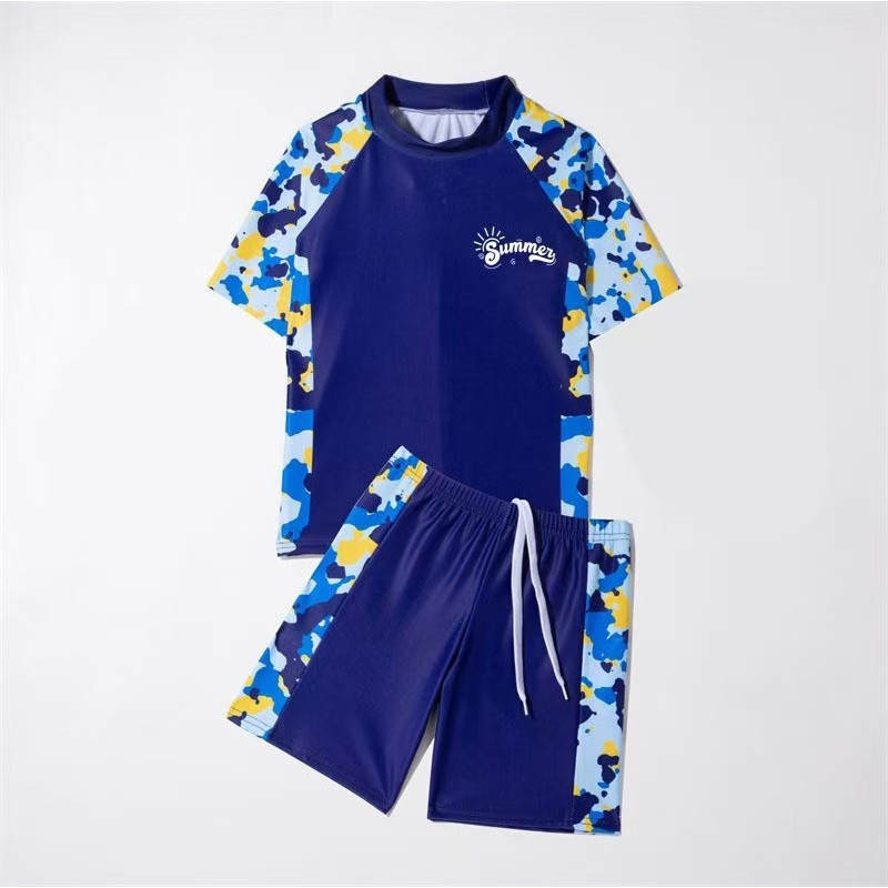 Đồ bơi trẻ em Unisex, Áo ngắn tay + Quần Short, Đồ bơi hoạt hình khô nhanh cho bé trai bé gái Lướt sóng