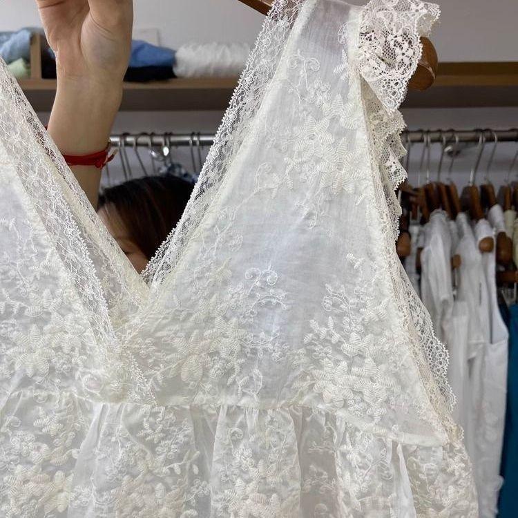Áo Vest Ren Jacquard Thêu Nhỏ Gợi Cảm, Phong Cách Kỳ Nghỉ Mùa Hè, Hợp Thời Trang