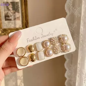 Bông tai SAIA nhỏ vuông tròn, phù hợp trang sức thời trang hàng ngày