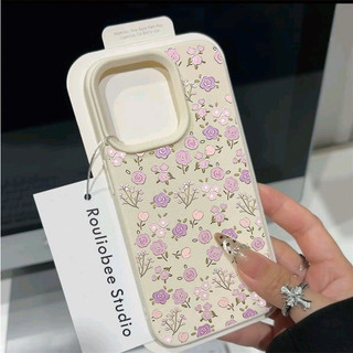 Vỏ Cho VIVO V60 V50 V40 Lite V30 Pro Y04 Y03 Y28S Y29S Y39 Y29 Y28 Y36 Y21 Y33S Y20 Y17 Y21S V29 V30E X200 FE Ốp Lưng Màu Tím Nhỏ Tươi Hoa Văn Lichee Dễ Thương Mờ Kẹo