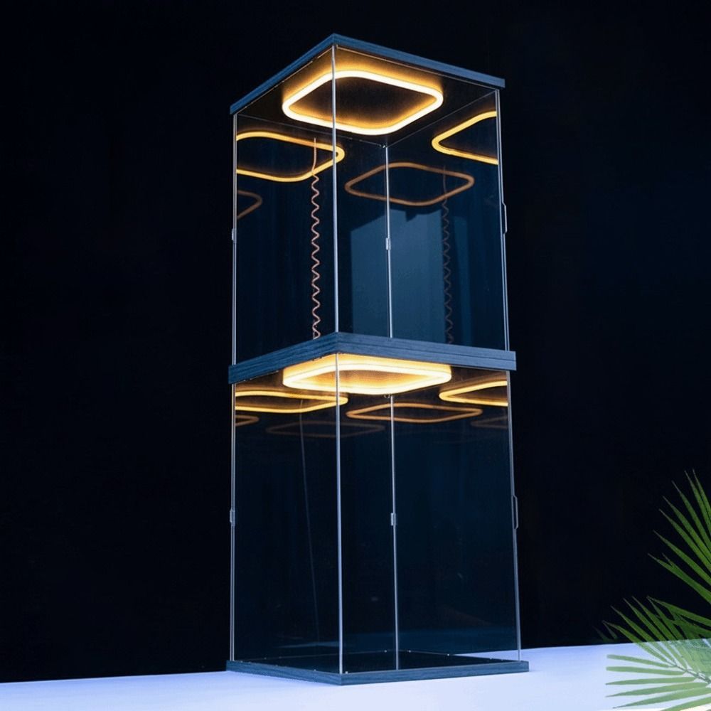 Hộp trưng bày MARGREDY, Đèn LED vòng trong suốt cao Màn hình acrylic, Hộp lưu trữ bụi acrylic Phong cách hiện đại Hộp lưu trữ chống bụi Màn hình nhân vật hành động