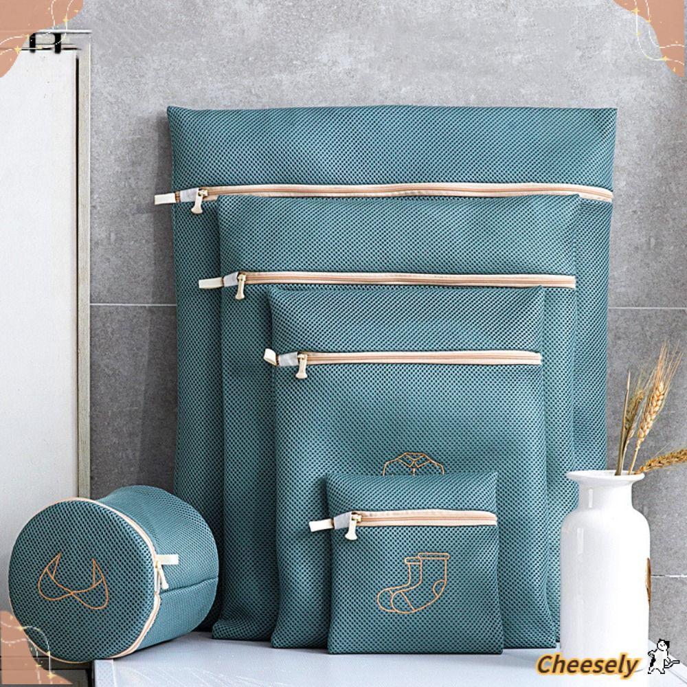 Túi Giặt CHEESELY, Túi Giặt Máy Giặt Hai Lớp, Thêu Di Động Dung Tích Lớn Lưới Rửa Nhà