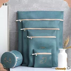 Túi Giặt CHEESELY, Túi Giặt Máy Giặt Hai Lớp, Thêu Di Động Dung Tích Lớn Lưới Rửa Nhà