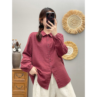 Nữ Áo Sơ Mi Tay Dài Nút Lên, 100% Cotton Chắc Chắn, Size S-M-L