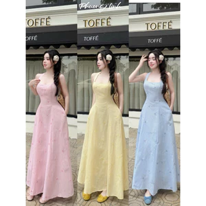 ĐẦM KẺ THÊU NƠ DÂY ĐAN CHÉO LƯNG MAXI BYJOLIE