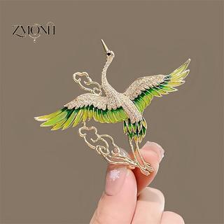 ZMONH Trâm Cài Phong Cách Trung Hoa Thanh Lịch Với Kim Cương Giả Màu Xanh Men - Dành Cho Nữ Và Bé Gái