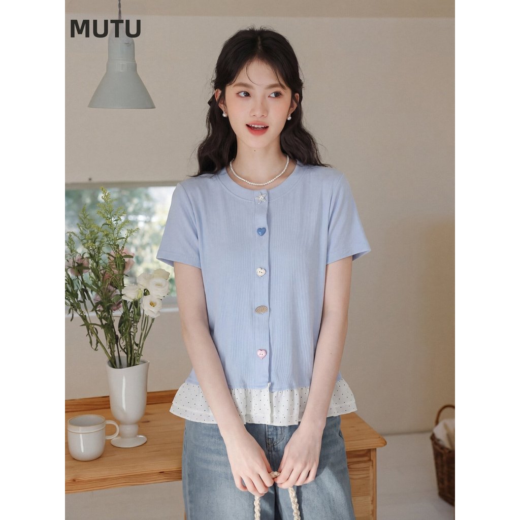 Mutu Áo Thun Nữ Tay Ngắn Khâu Chấm Bi - Thiết kế Mới Cho Mùa Hè