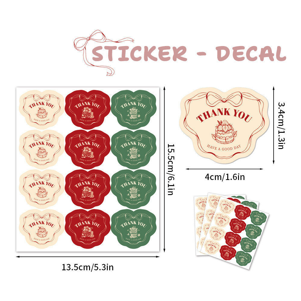 Combo 120 decal trái tim dễ thương TE87 sticker dán hộp quà túi zip phong bì tem dán niêm phong