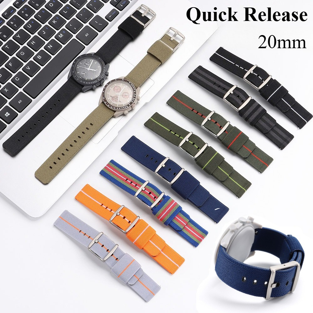 Phong Cách Quân Sự Nylon Vải Dây Đeo Đồng Hồ 20 Mm Phát Hành Nhanh Dệt Thể Thao Dây Đeo Đồng Hồ Nam Nữ Galaxy Mặt Trăng Đồng Hồ Vòng Tay