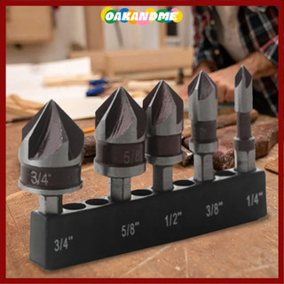 [Còn hàng] OAKANDME 5 bit chìm, Bộ mũi khoan chìm đa kích thước bằng kim loại, Xây dựng mũi khoan khoan 1 / 4 3 / 8 1 / 2 5 / 8 3 / 4 inch chuyên nghiệp