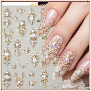 PURECOTTON0 5D Đề Can Nghệ Thuật Móng Tay, Phong Cách Baroque, Scepter, Vòng Cổ Vương Miện, Giả Đá Quý, Phụ Kiện Trang Sức Retro