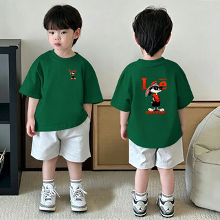 (Từ 1-12 tuổi) Áo thun ngắn tay trẻ em, Áo in hình thỏ hoạt hình cho bé trai, Áo cổ tròn