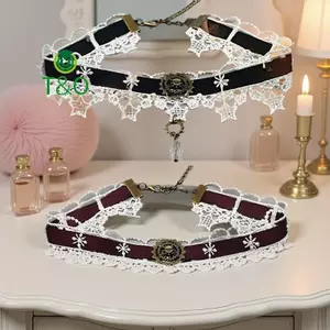 Choker cổ nelace ren Gothic Steampunk, phù hợp để sử dụng trong dịp lễ Giáng Sinh
