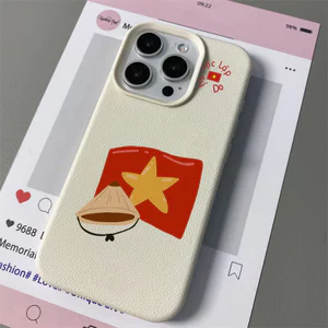 Ốp điện thoại bảo vệ máy ảnh họa tiết lá cờ nhỏ bằng da cho iPhone 7/8/Plus/X/XS/11/12/13/14/15/16/17/Pro/Max/Air