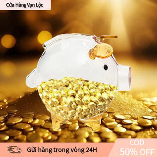 【vạn】Heo thủy tinh trong suốt dễ thương là món quà sáng tạo để tiết kiệm xu vàng và trang trí không gian sống thêm tươi