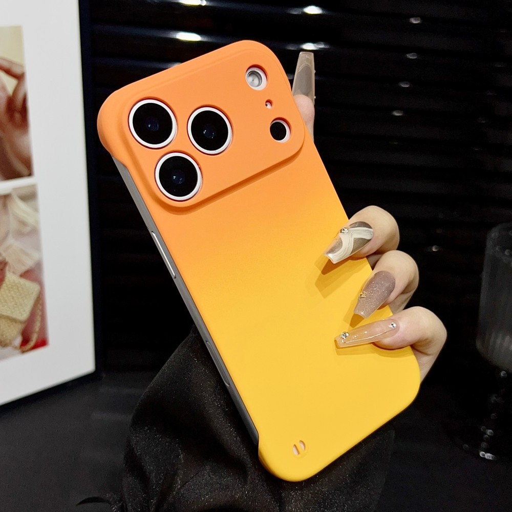 Ốp điện thoại cảm giác da không viền màu Gradient cho IPhone 17 16 15 14 13 12 Pro Promax 17 Air 16 15 14 Plus Vỏ thời trang chống rơi bốn góc chống trượt