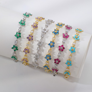 Vòng tay nữ đa màu sắc phong cách châu Âu - Mỹ, trang sức bằng zircon