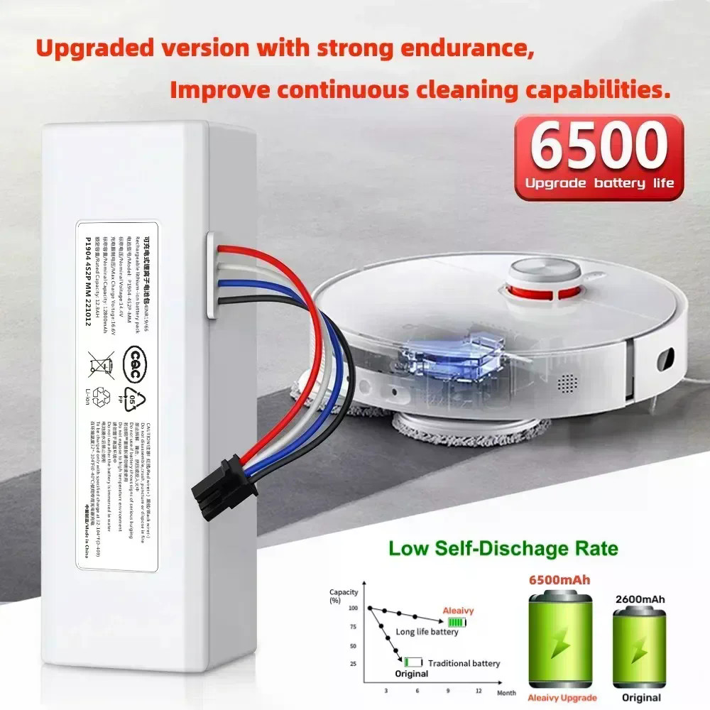 14.4V 6500mAh Li ion Pin Cho Xiaomi Mijia 1C STYTJ01ZHM Robot Hút Chân Không Cây Lau Nhà Phụ Kiện Phần