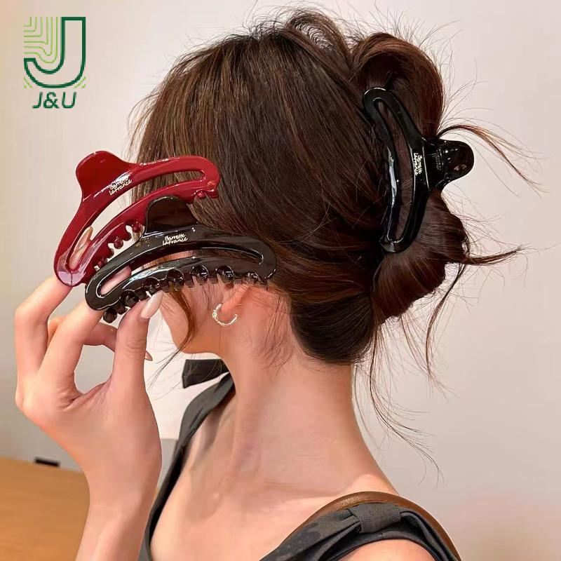 J & U Pháp Acetate Chữ Vàng Nhãn Rỗng Kẹp Phụ Kiện Tóc Nữ Sang Trọng Thời Trang Phụ Kiện Tóc Mới