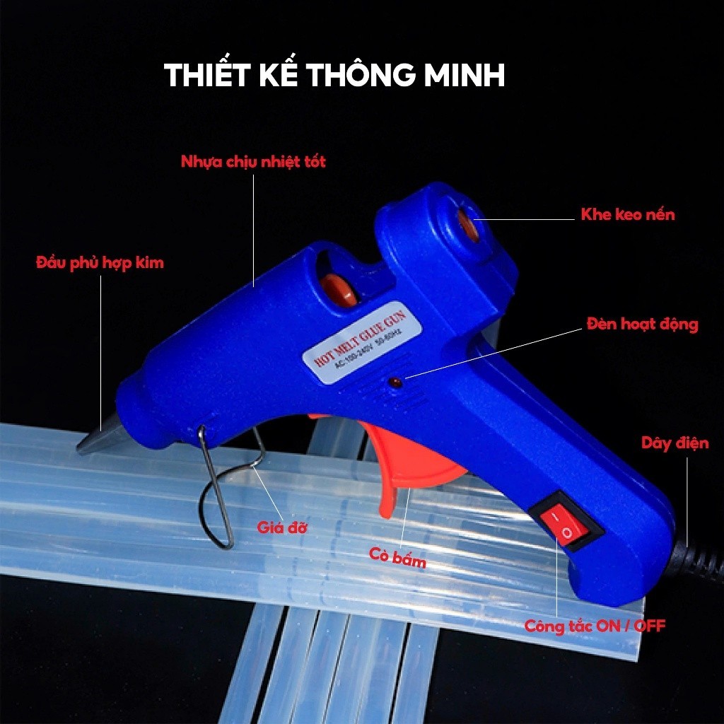 Máy bắn keo nhiệt mini 30W, súng bắn keo dùng keo 7mm, làm thủ công, trang trí,dán sửa chữa vật liệu