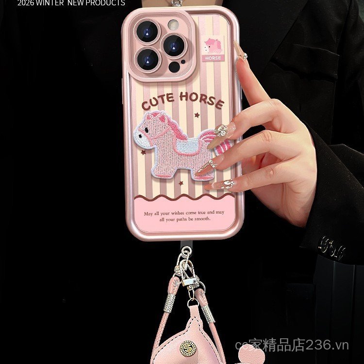Pony Sticker Dây Thích Hợp Cho 17promax Vỏ Điện Thoại iphone15 Nữ Mới 16 Dễ Thương Chống Sốc 14