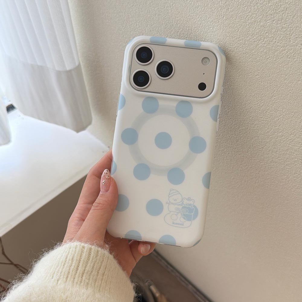 Ốp Lưng Cứng Tương Thích Với iPhone 13 14 14Pro 14ProMax 15 15Pro 15ProMax 16 16Pro 16ProMax 17 17Pro 17ProMax Ốp Nam Châm Họa Tiết Điểm Sóng Xanh